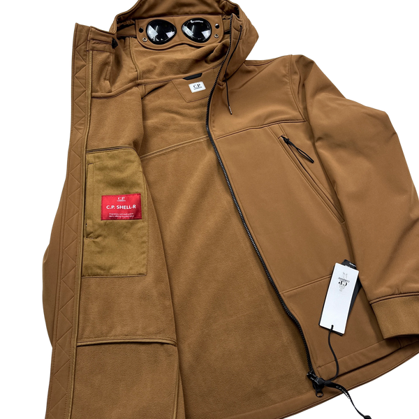CP Company Brown Soft Shell R Goggle Jacket - XXL