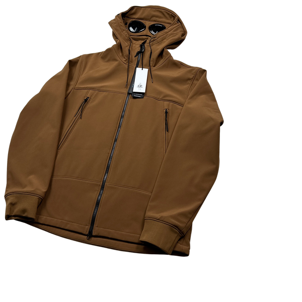 CP Company Brown Soft Shell R Goggle Jacket - XXL