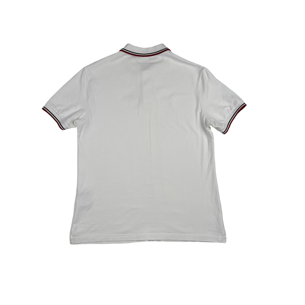Prada White Red Tab Cotton Polo Shirt - Large
