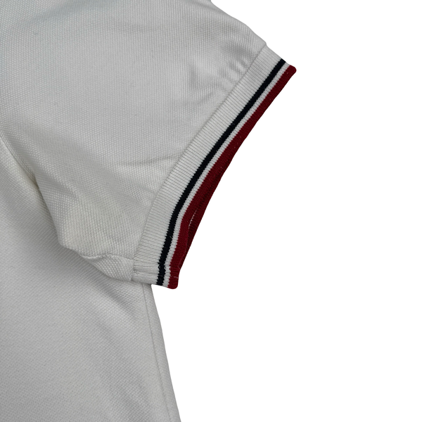 Prada White Red Tab Cotton Polo Shirt - Large