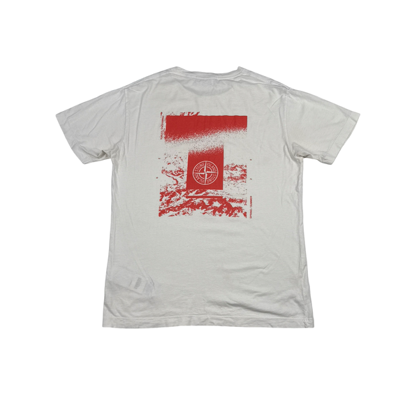 Stone Island 2020 White Graphic Print T Shirt - Large