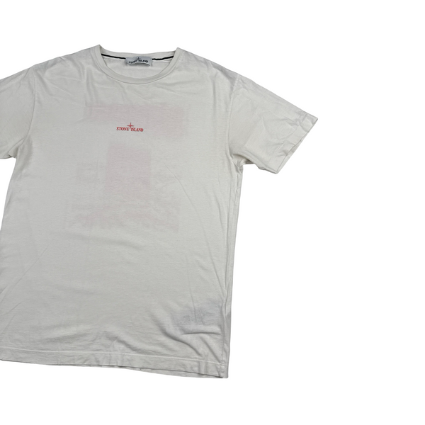 Stone Island 2020 White Graphic Print T Shirt - Large