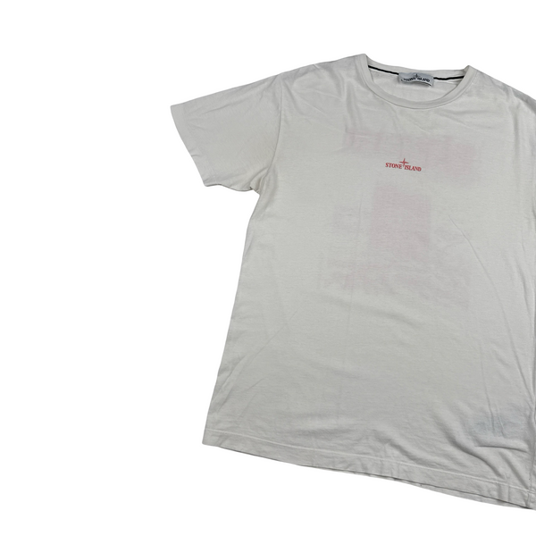 Stone Island 2020 White Graphic Print T Shirt - Large