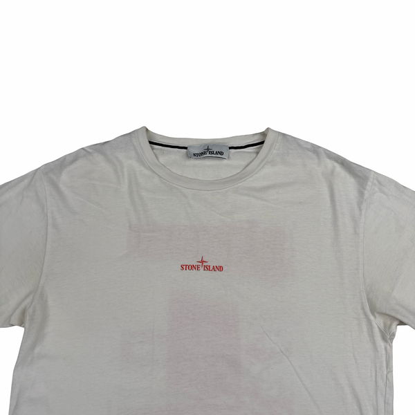 Stone Island 2020 White Graphic Print T Shirt - Large