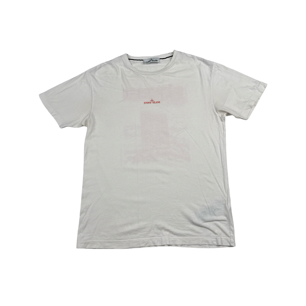 Stone Island 2020 White Graphic Print T Shirt - Large
