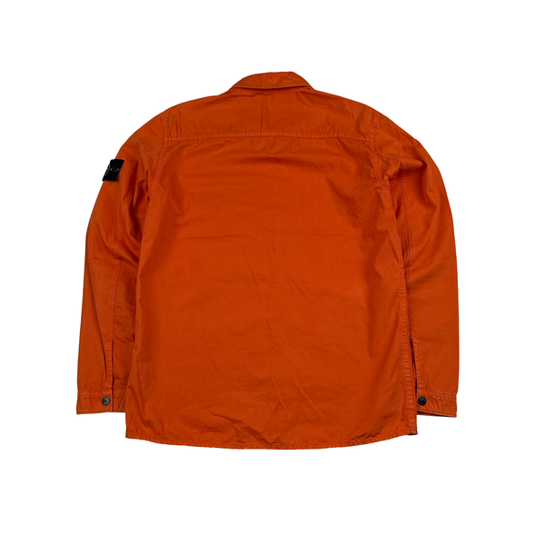 Stone Island 2019 Orange Cotton Garment Dyed Overshirt - Medium
