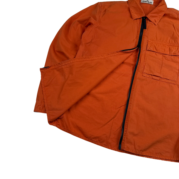 Stone Island 2019 Orange Cotton Garment Dyed Overshirt - Medium