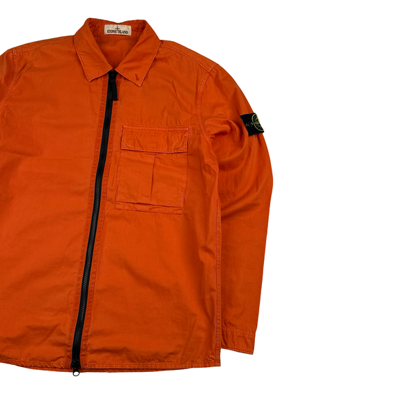 Stone Island 2019 Orange Cotton Garment Dyed Overshirt - Medium
