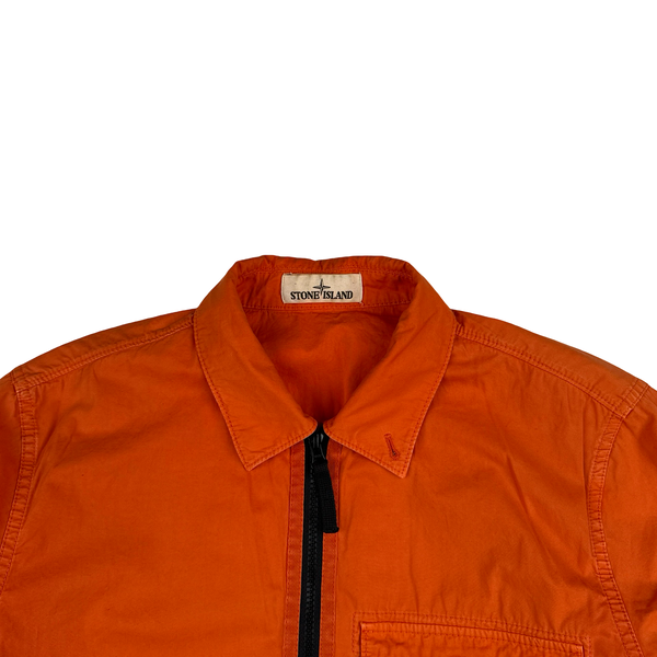 Stone Island 2019 Orange Cotton Garment Dyed Overshirt - Medium