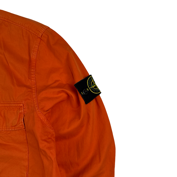 Stone Island 2019 Orange Cotton Garment Dyed Overshirt - Medium