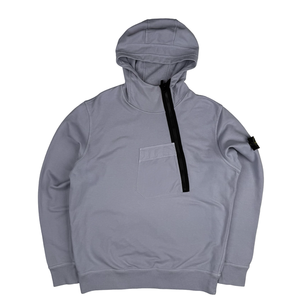 Stone Island 2018 Lilac Chest Pocket Zip Detail Hooded Sweatshirt Jumper- XL