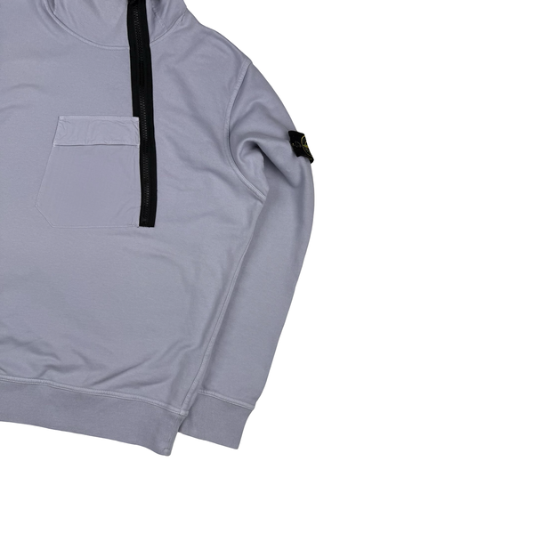 Stone Island 2018 Lilac Chest Pocket Zip Detail Hooded Sweatshirt Jumper- XL
