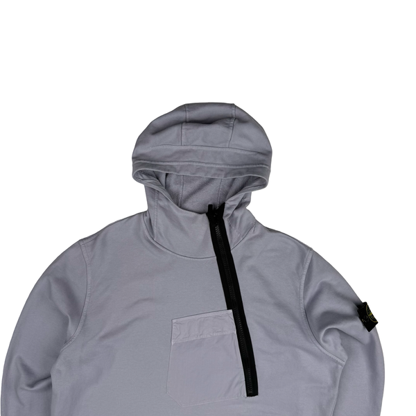 Stone Island 2018 Lilac Chest Pocket Zip Detail Hooded Sweatshirt Jumper- XL