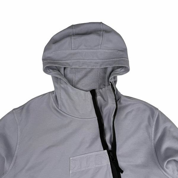 Stone Island 2018 Lilac Chest Pocket Zip Detail Hooded Sweatshirt Jumper- XL