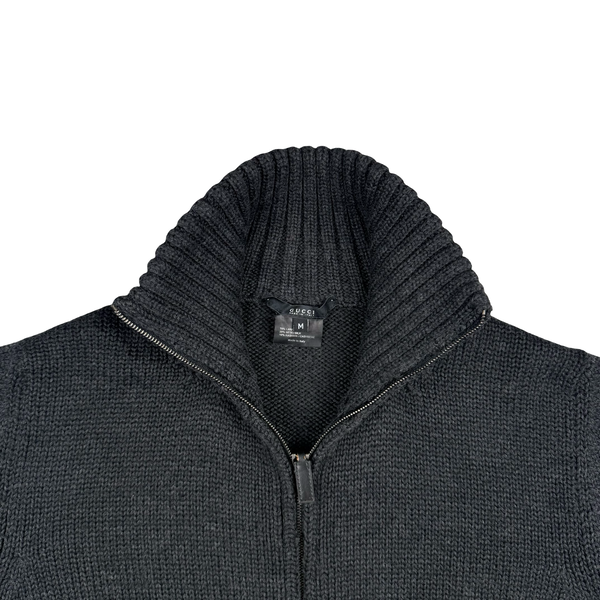 Gucci Black Wool/Silk/Cashmere Blend Knit Zipped Jumper  - Medium