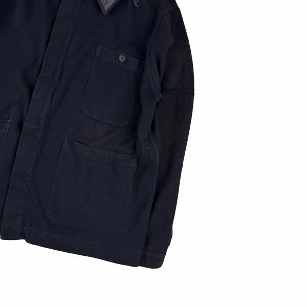 Stone Island AW2001 Navy Vintage Compass Wool Button/Zip  Coat - XXL