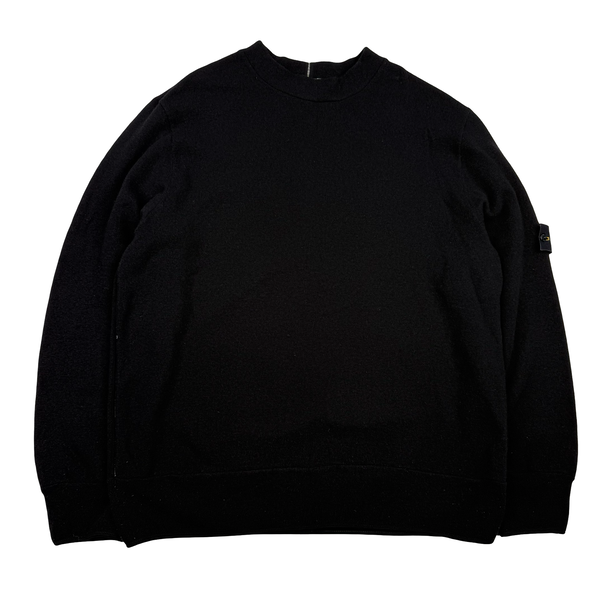 Stone Island 2002 Black Wool Blend Crewneck Jumper - XXL