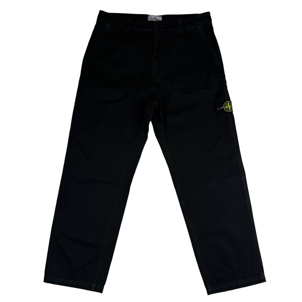 Stone Island 2025 Black Type LO Compass Canvas Trousers - 34" (Large)