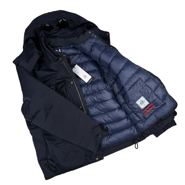 CP Company Navy Micro Kei Double Layer Hooded Goggle Field Jacket - Medium