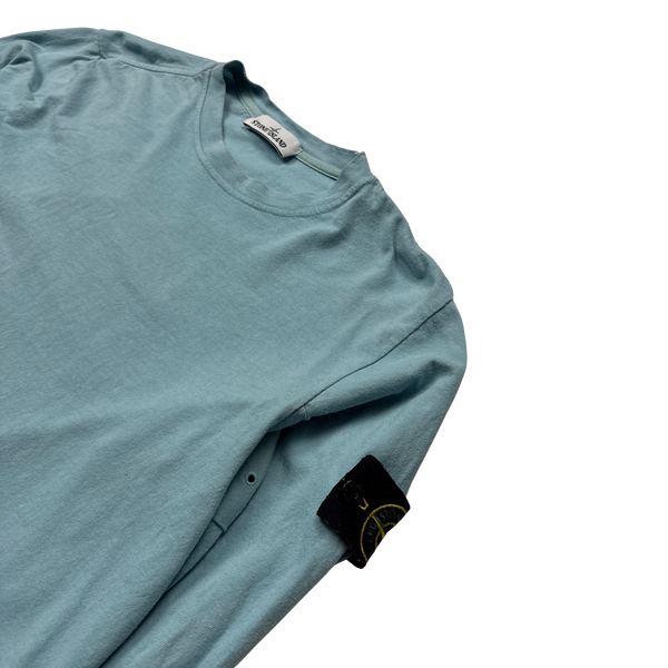 Stone Island 2017 Light Blue Longsleeve Cotton Top - Large