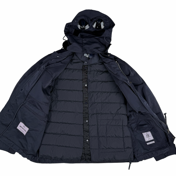 CP Company Navy Micro Kei Double Layer Hooded Goggle Field Jacket - Medium