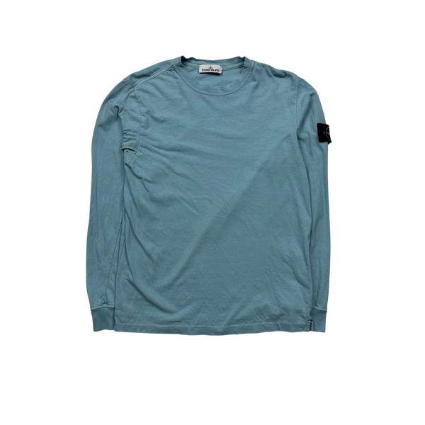 Stone Island 2017 Light Blue Longsleeve Cotton Top - Large