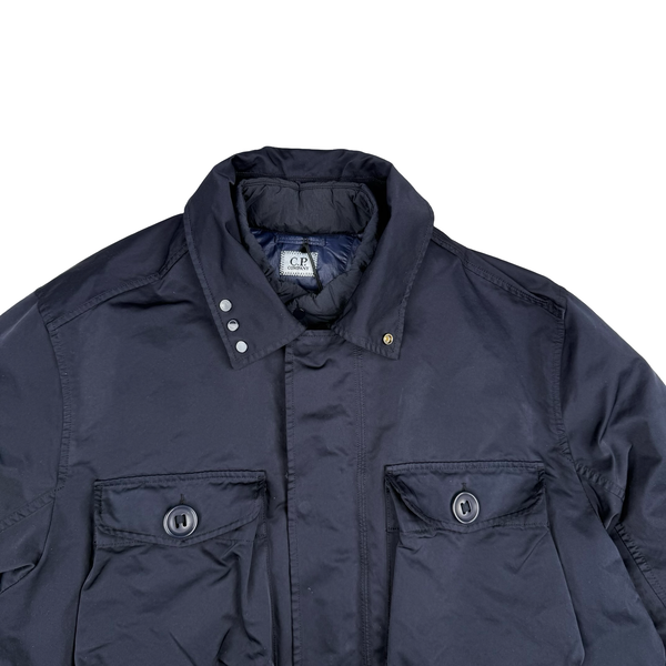 CP Company Navy Micro Kei Double Layer Hooded Goggle Field Jacket - Medium