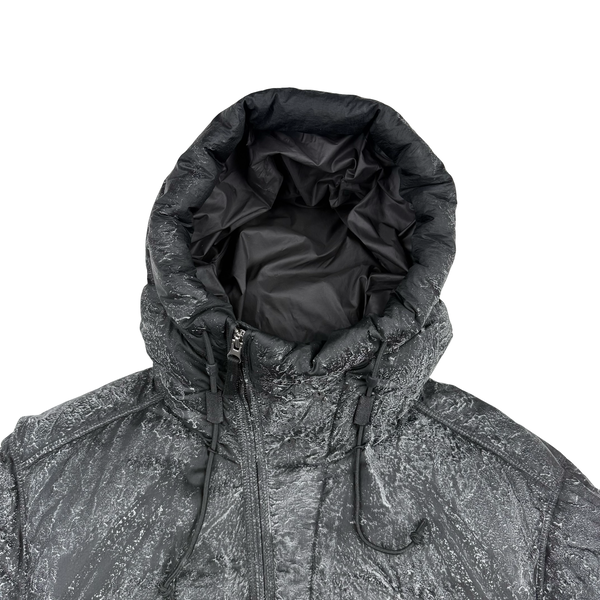 Stone Island Black 2026 Light Nylon Tela Hand Sprayed Reflective Down Puffer Jacket - Medium
