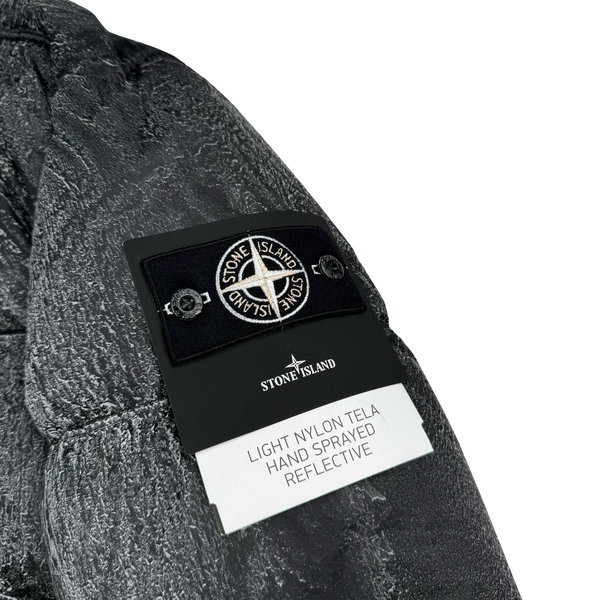 Stone Island Black 2026 Light Nylon Tela Hand Sprayed Reflective Down Puffer Jacket - Medium
