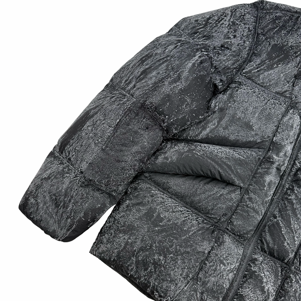 Stone Island Black 2026 Light Nylon Tela Hand Sprayed Reflective Down Puffer Jacket - Medium
