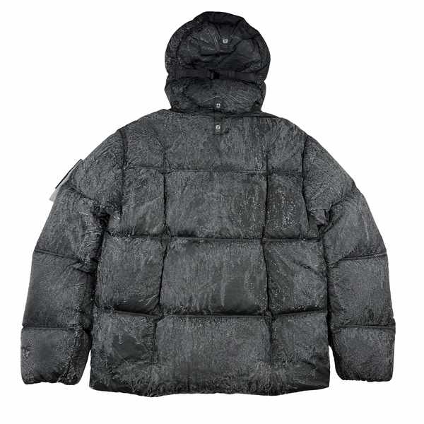 Stone Island Black 2026 Light Nylon Tela Hand Sprayed Reflective Down Puffer Jacket - Medium