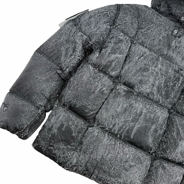 Stone Island Black 2026 Light Nylon Tela Hand Sprayed Reflective Down Puffer Jacket - Medium