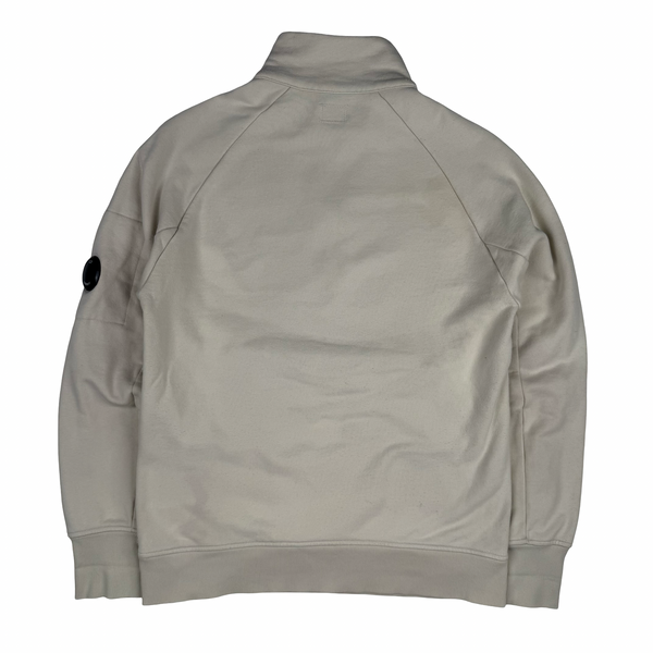 CP Company Cream Cotton Lens Viewer quarter Zip Pullover- Small