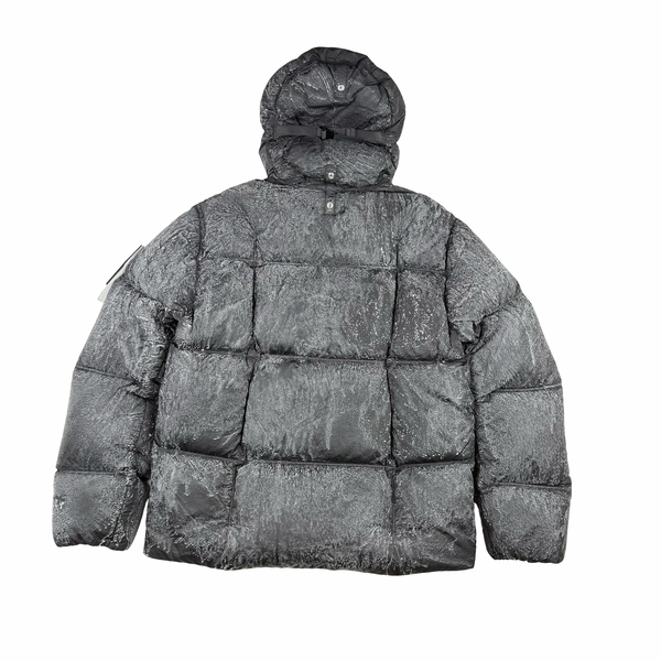 Stone Island Black 2026 Light Nylon Tela Hand Sprayed Reflective Down Puffer Jacket - Medium