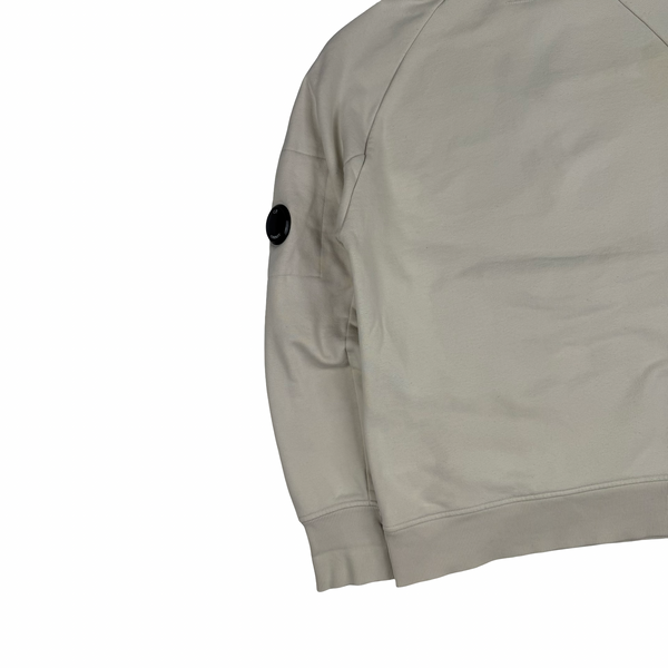 CP Company Cream Cotton Lens Viewer quarter Zip Pullover- Small