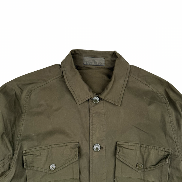 Stone Island 2020 Military Green Thick Cotton Ghost Piece Overshirt - Large