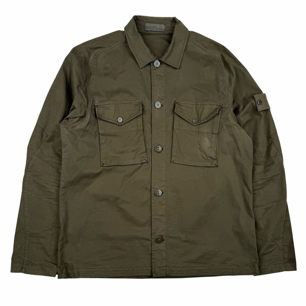 Stone Island 2020 Military Green Thick Cotton Ghost Piece Overshirt - Large