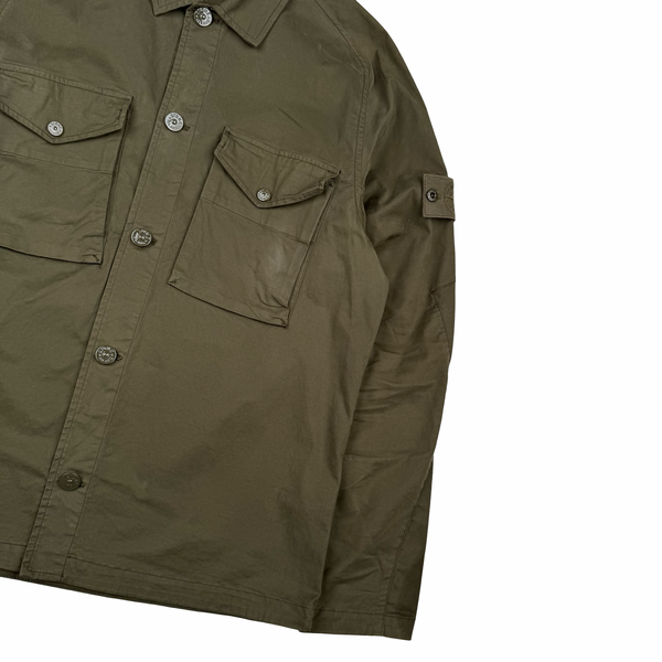 Stone Island 2020 Military Green Thick Cotton Ghost Piece Overshirt - Large
