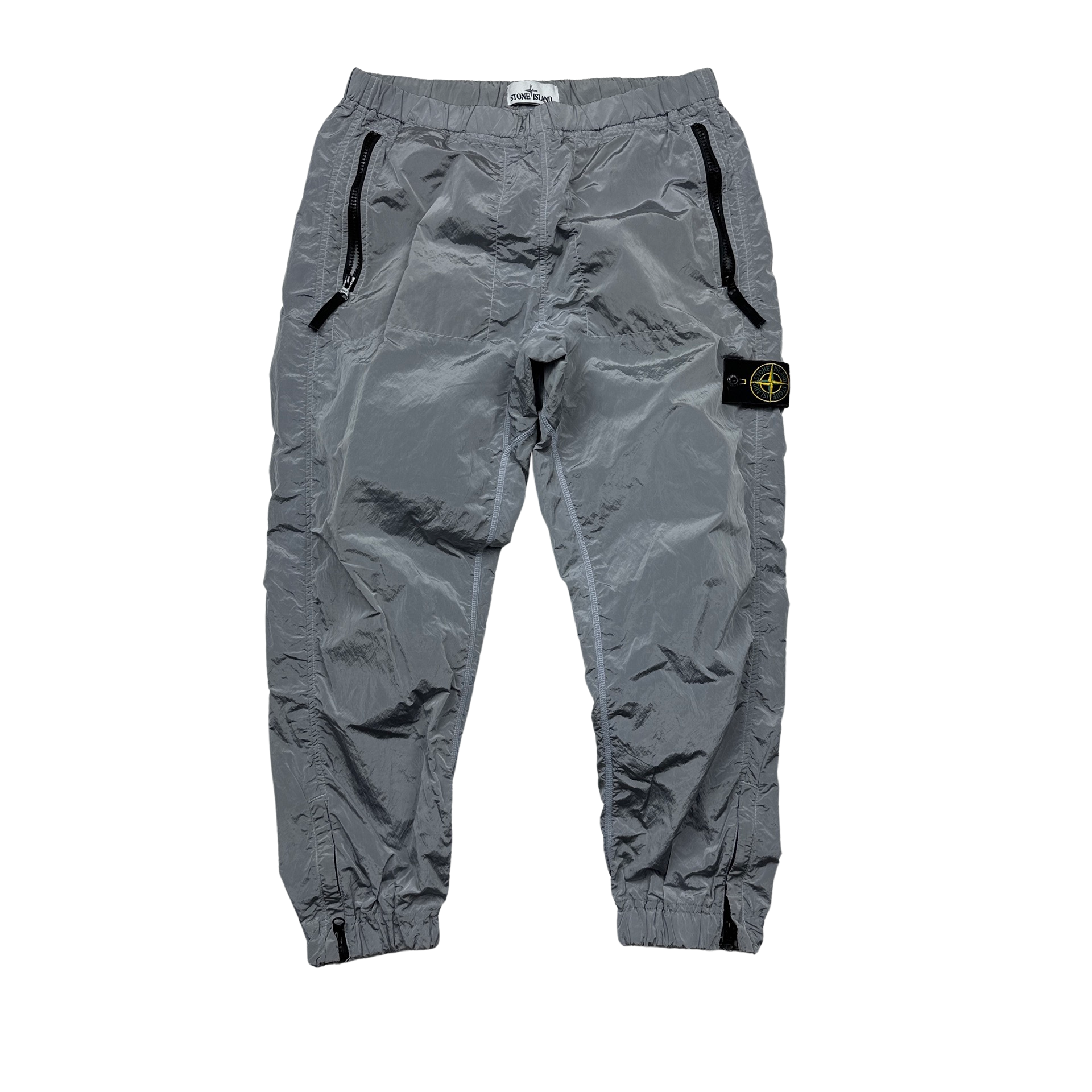 Stone Island 2018 Silver Nylon Metal Cargo Trousers - Medium