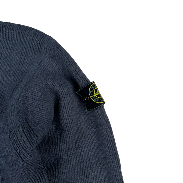 Stone Island 1998 Navy Vintage Wool Blend Knit Mock Neck Jumper - XL