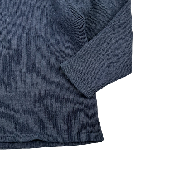 Stone Island 1998 Navy Vintage Wool Blend Knit Mock Neck Jumper - XL