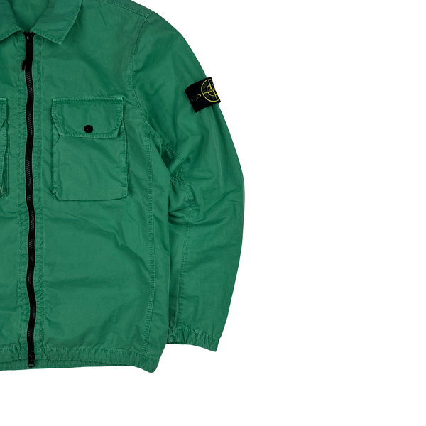 Stone Island 2021 Green Cotton Zipped Overshirt - Medium