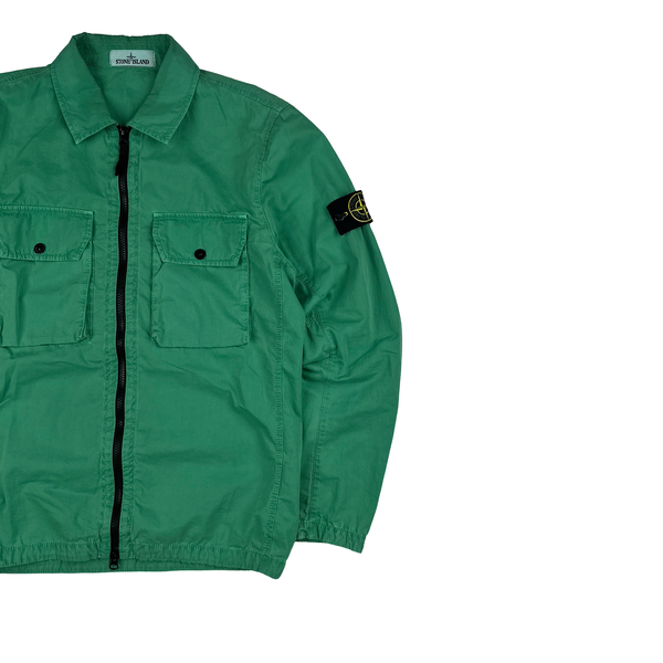 Stone Island 2021 Green Cotton Zipped Overshirt - Medium