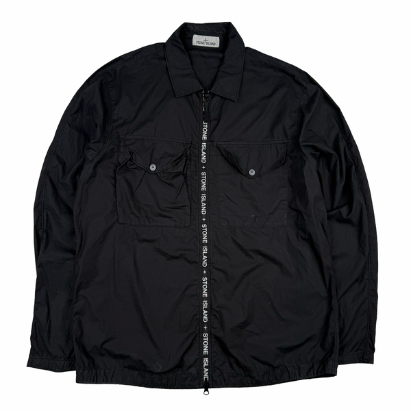 Stone Island 2022 Black Double Pocket Zipped Spellout Overshirt - XL