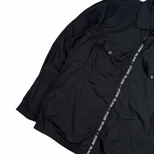 Stone Island 2022 Black Double Pocket Zipped Spellout Overshirt - XL