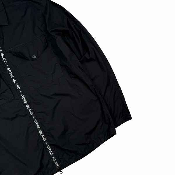 Stone Island 2022 Black Double Pocket Zipped Spellout Overshirt - XL