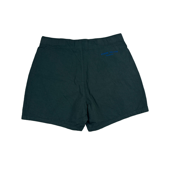 Stone Island Marina Vintage Spellout Mesh Lined Green Stripe Cotton Blend Swim Shorts