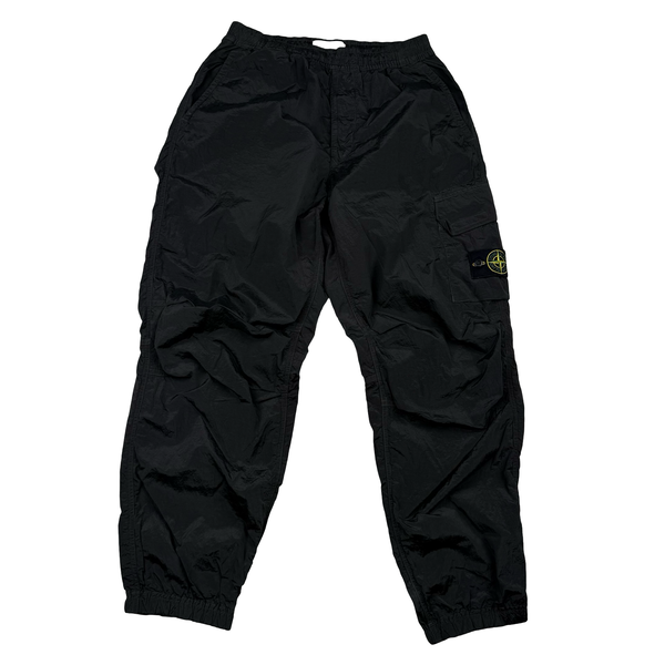 Stone Island 2025 Black Nylon Metal Loose Cargo Trousers - 30" Small