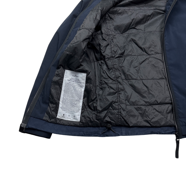Stone Island Navy Primaloft Lined Soft Shell Hooded Jacket - Small