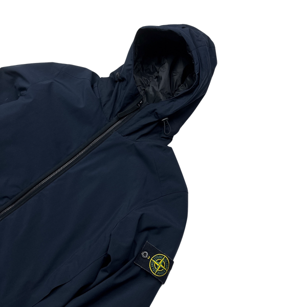 Stone Island Navy Primaloft Lined Soft Shell Hooded Jacket - Small